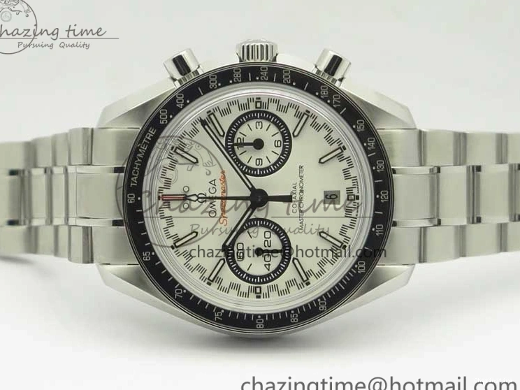 0203 UrbanChic Speedmaster Moonwatch OMF 1:1 Best Edition White Dial Black Hand on SS Bracelet A 8045